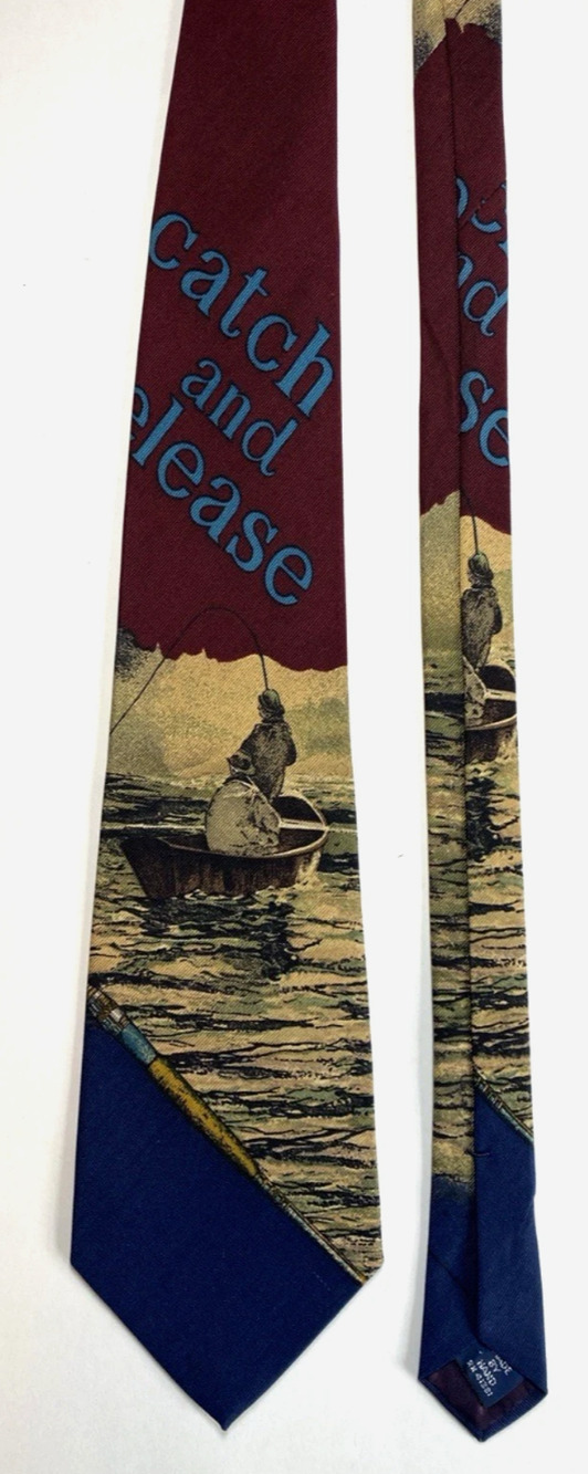 Polo Ralph Lauren Silk Wool Tie Catch & Release Hand Made in USA